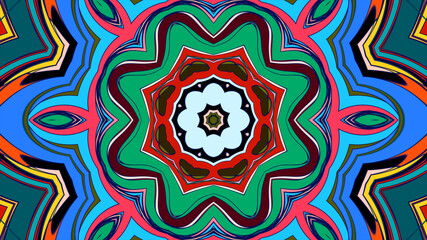 Abstract colorful psychedelic mandala pattern for a summer music festival