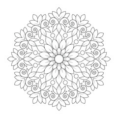 Adult inner radiance mandala coloring book page, vector file