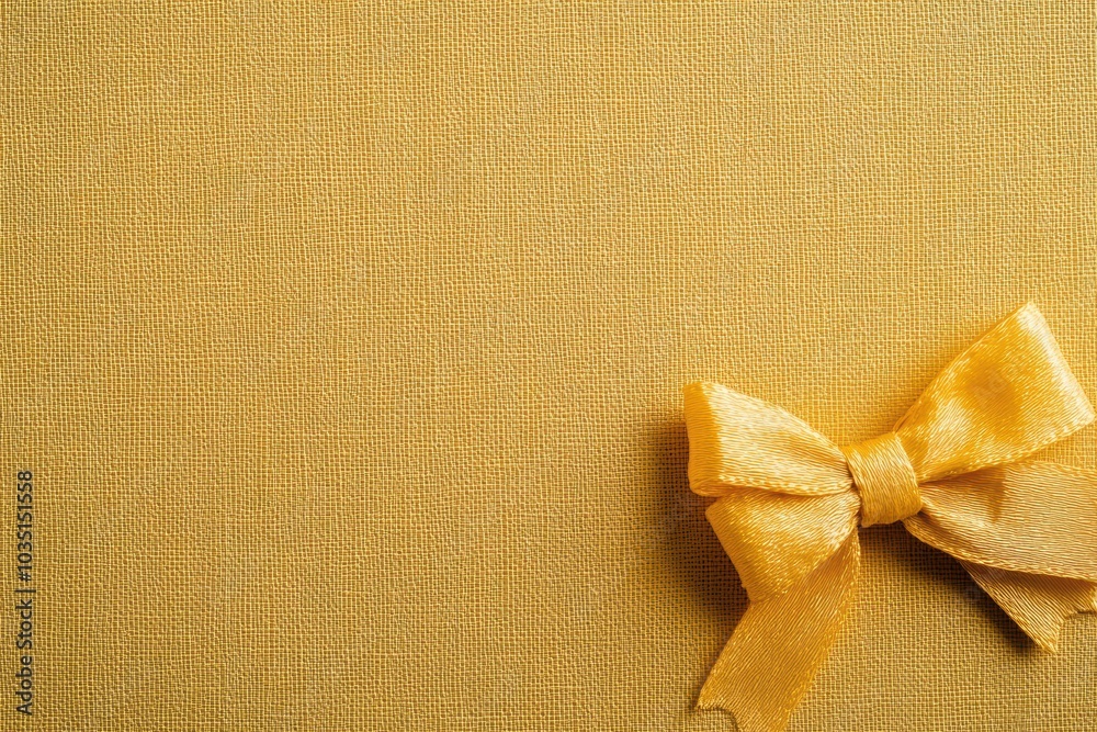 Poster a light yellow textured background features a neatly placed small bow in the corner, perfect for enh