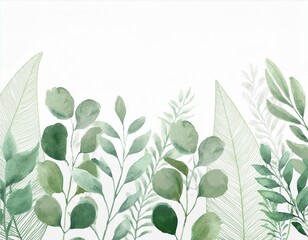 Seamless floral pattern, repeat border with watercolor leaf .