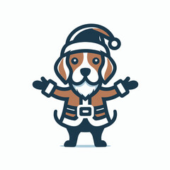 Fototapeta premium Beagle in santa claus costume with open arms