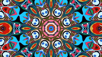 Abstract colorful psychedelic mandala pattern for a summer music festival