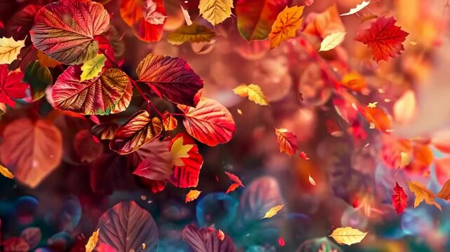 Enigmatic fascination in the dance of colorful autumn leaves, Video
