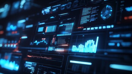 Naklejka premium Futuristic Digital Interface with Data Visualization