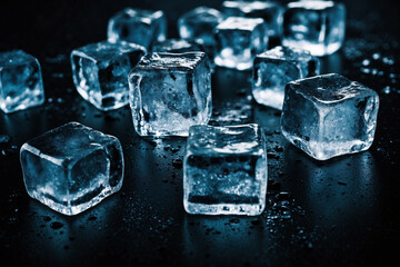 Ice Cubes on a black table