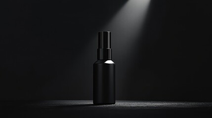 Minimalist Black Bottle in Dramatic Lighting