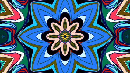 Abstract colorful psychedelic mandala pattern for a summer music festival