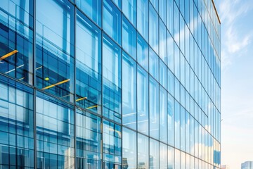 Obraz premium A detailed view of a tall building featuring numerous windows