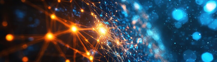 Abstract digital background featuring vibrant connections of light and energy, perfect for technology or innovation themes.