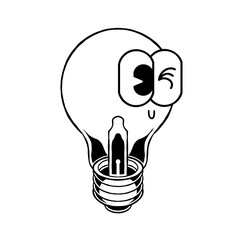 Doodle cute character illustration light bulb sticker outline