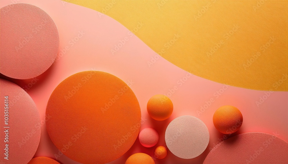 Poster vibrant abstract circular shapes with gradients in warm hues of orange and pink. perfect for modern 