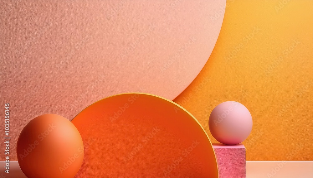 Poster vibrant abstract circular shapes with gradients in warm hues of orange and pink. perfect for modern 