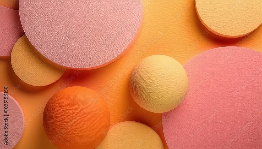 Poster vibrant abstract circular shapes with gradients in warm hues of orange and pink. perfect for modern 