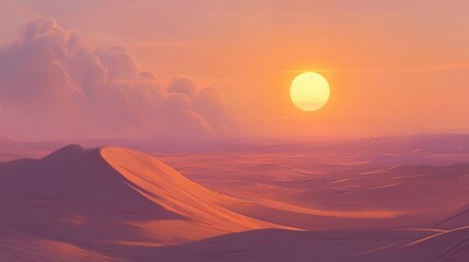 Sunset over Desert Dunes