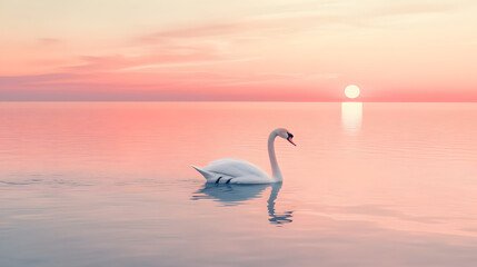 Serene Swan Sunset: A Beautiful Water Reflection