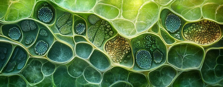 Microscopic Cross-Sectional View of Leaf Cells