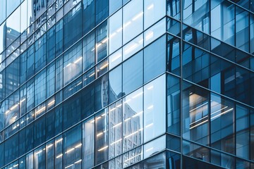 Obraz premium A detailed view of a tall building featuring numerous windows