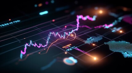 Obraz premium Abstract Stock Chart with Weather Map Overlay