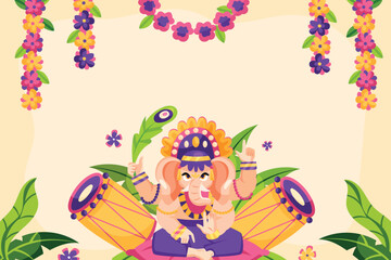 Ganesh Chaturthi illustration in flat style