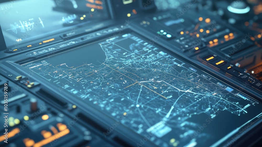 Poster Advanced Navigation Interface with City Map Display