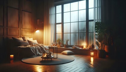 Cozy Evening by the Rainy Window