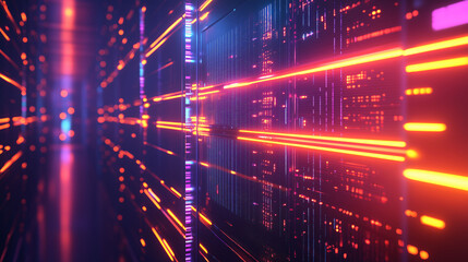 Obraz premium A computer screen with a bright orange line running through it