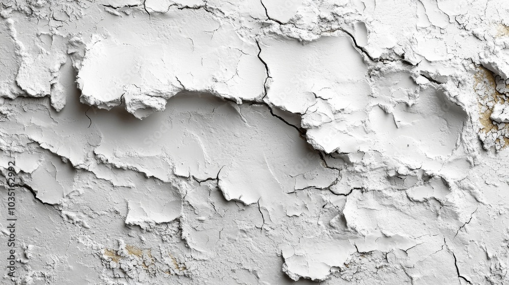 Fototapete the surface reveals a detailed texture of cracked and peeling white paint, showcasing weathering ove