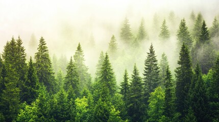 Fototapeta premium Misty Forest Landscape in Natural Serenity