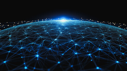 Abstract business connection of lines from nodes It is connected to endless nodes and represents the innovation of communication in the network.