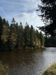 Lake in atumn Wood near by Schöneck, Vogtland, Saxony