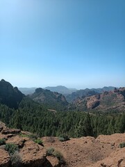 Panoramic mountain view from Pico De Las Nieves, in the centre of the island of Gran Canaria