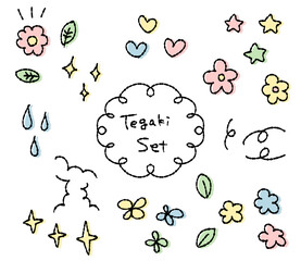 手書き風の素材セット　Hand-drawn style material set
