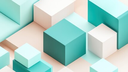 Obraz premium Abstract Geometric Composition of Interlocking Pastel Cubes