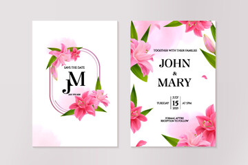 Wedding stationery set template in realistic style