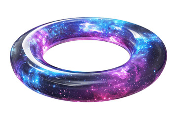 Digital artwork of a torus shape resembling a galaxy, with vibrant colors and cosmic textures, creating a mesmerizing visual effect.