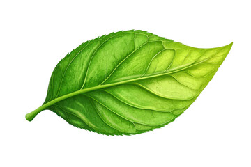 Obraz premium Vibrant green leaf isolated on a transparent background. showcasing natural texture and detail. Perfect for eco-themed projects and nature designs.