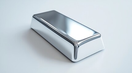 A close-up of a polished silver bar against a light background with room for text or lettering