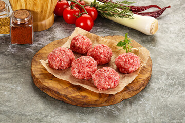 Raw beef meatball minced meat