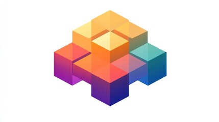 Obraz premium Abstract Geometric Structure of Colorful Cubes