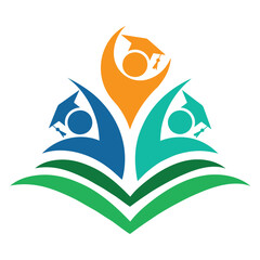 Flat Abstract Educational Logo Icon Vector for Learning and Community Projects.