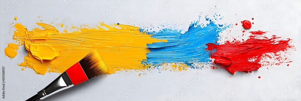 Poster Artful abstract painting with dynamic colorful brushstrokes floating and blending together on a transparent backdrop creating an expressive modern and visually captivating digital art piece