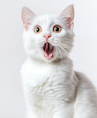 shocked and surprised cat with open mouth isolated