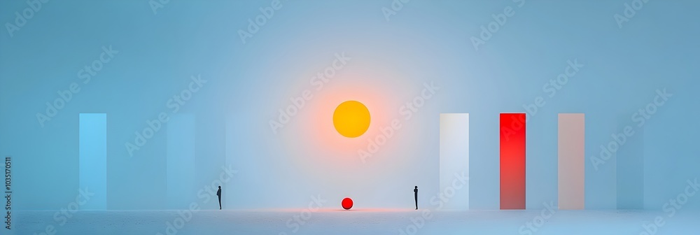Poster Captivating abstract composition with blurred geometric shapes creating a sense of depth and dynamic movement  This modern