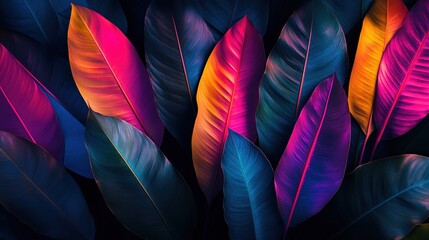 Fototapeta premium Vibrant Colorful Leaves in a Abstract Pattern