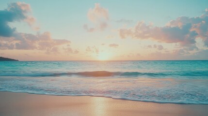 Fototapeta premium Tranquil Sunset Over Serene Ocean Waves