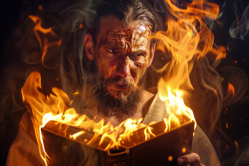 Image of a devil burning at hot hell generative AI technology concept