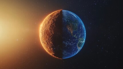 Obraz premium Mesmerizing Sunrise Over the Ethereal Planet Earth in the Cosmic Expanse