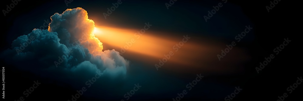 Poster dramatic sunlight breaking through a dark ominous cloud symbolizing the power of hope and the potent