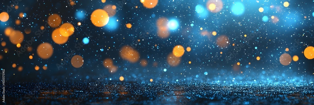 Poster Elegant Glowing Bokeh Dots Suitable for Festive Designs and Backgrounds  Defocused sparkling lights create a dreamy luminous atmosphere perfect for luxury holiday or designs backdrops and graphics