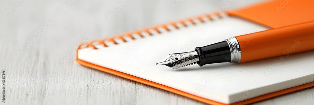 Poster elegant journal and fountain pen on a minimalist desk inspiring introspection writing and creative e